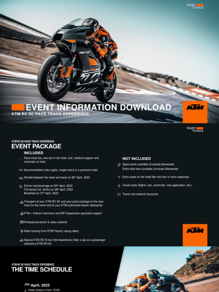 KTM RC 8C Race Track Experience Info | PDF | Transport