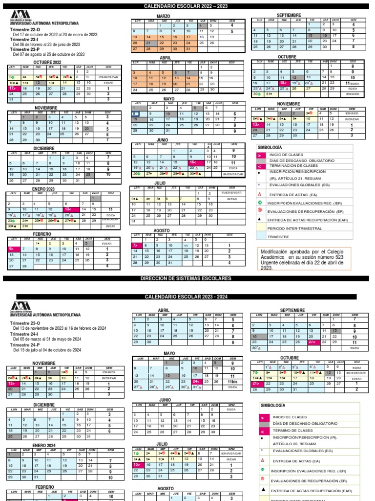 Uam calendario escolar 2022 2023 y 2023 2024vf pdf