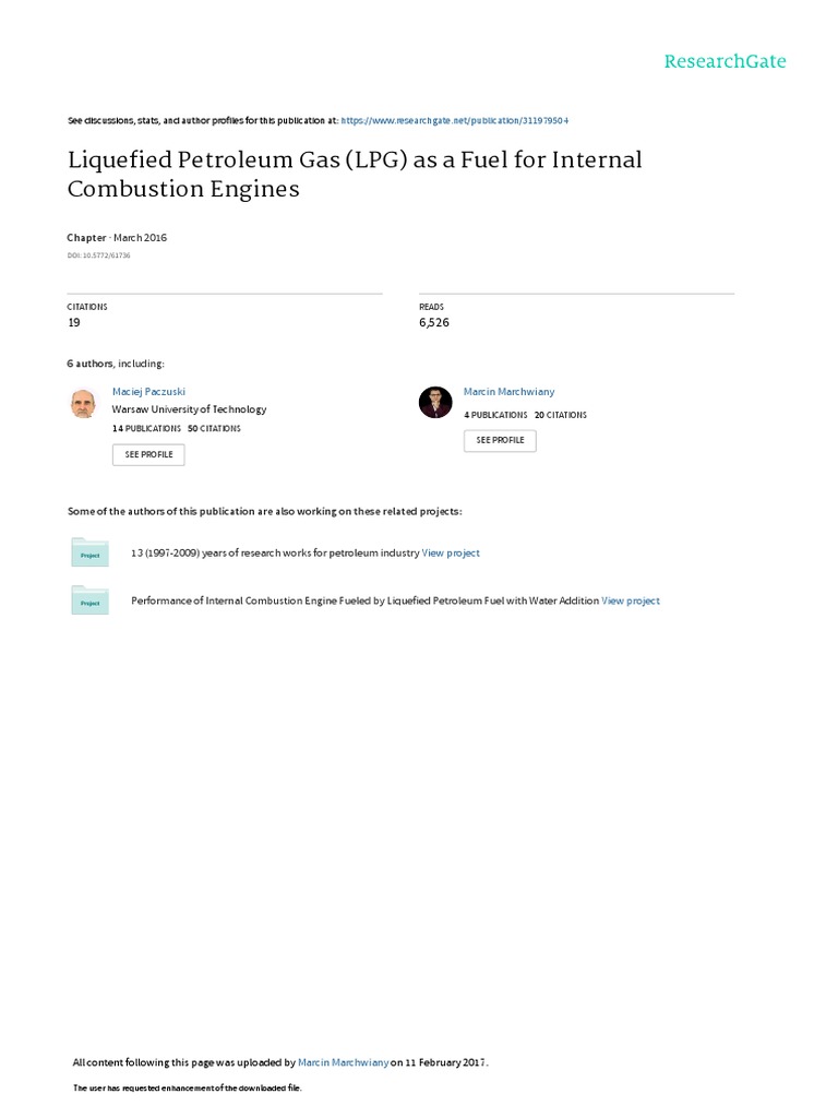 Liquefied Petroleum Gas LPG As A Fuel For Internal | PDF | Oil Refinery ...
