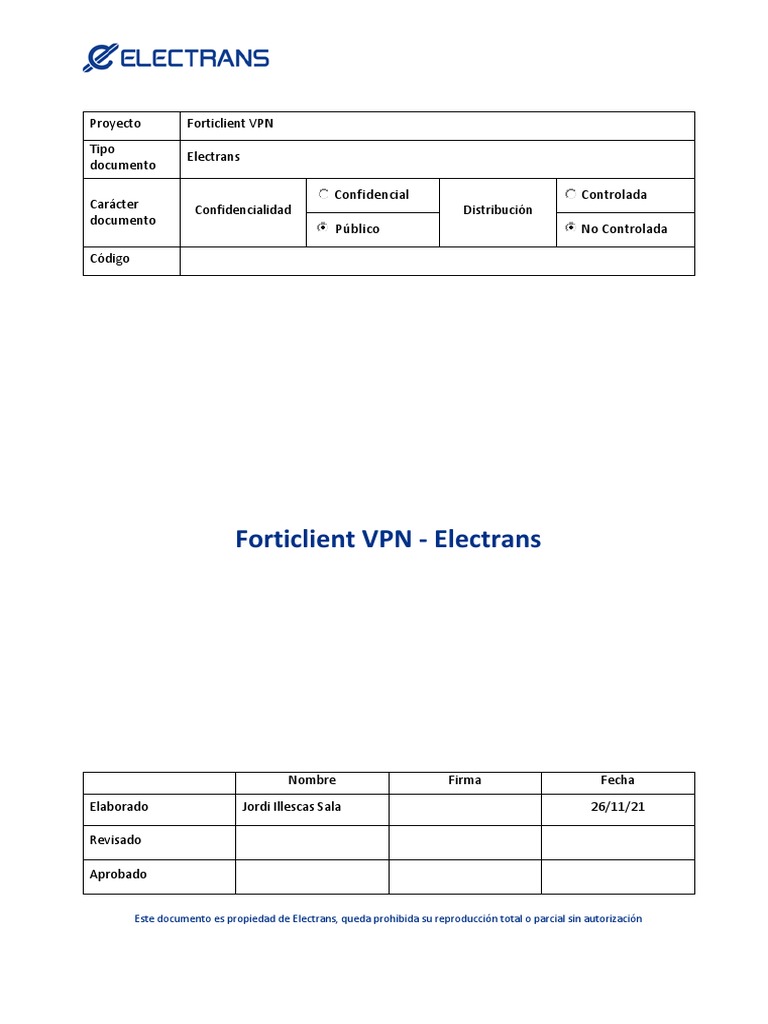 Manual de Forticlient VPN Electrans | PDF | Red privada virtual ...