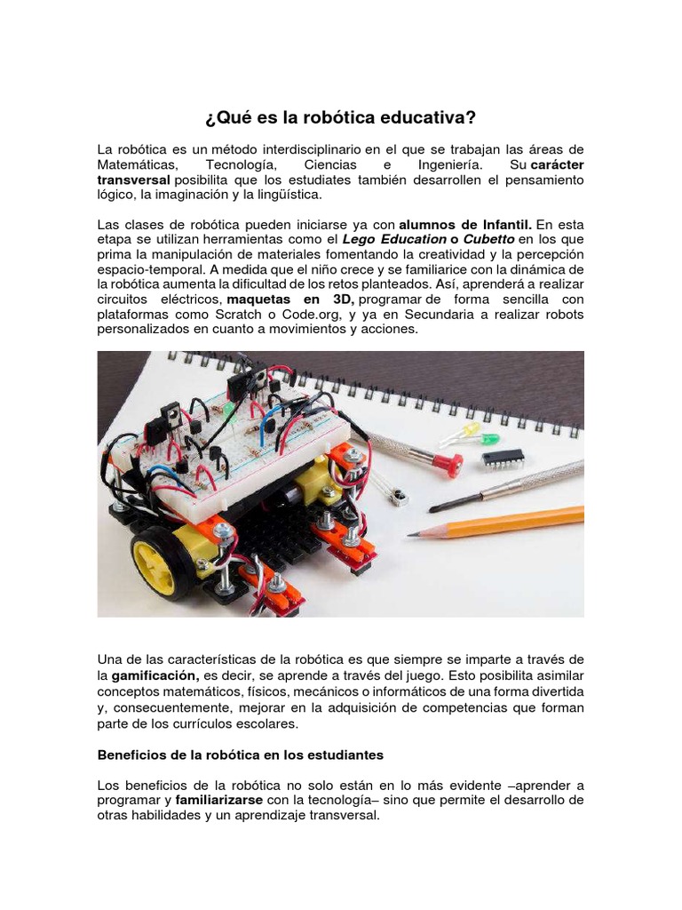 Ventajas de la Robótica Educativa | PDF | Robótica | Cognición