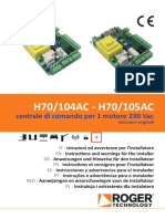 H70/104AC - H70/105AC: Centrale Di Comando Per 1 Motore 230 Vac