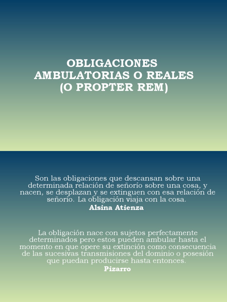 Obligaciones Ambulatorias y Propter Rem | PDF | Propiedad | Justicia