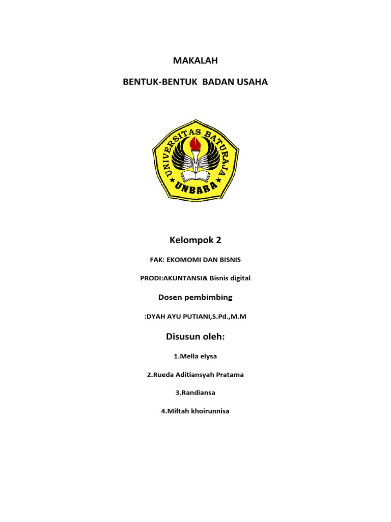 Bentuk bentuk badan usaha pdf
