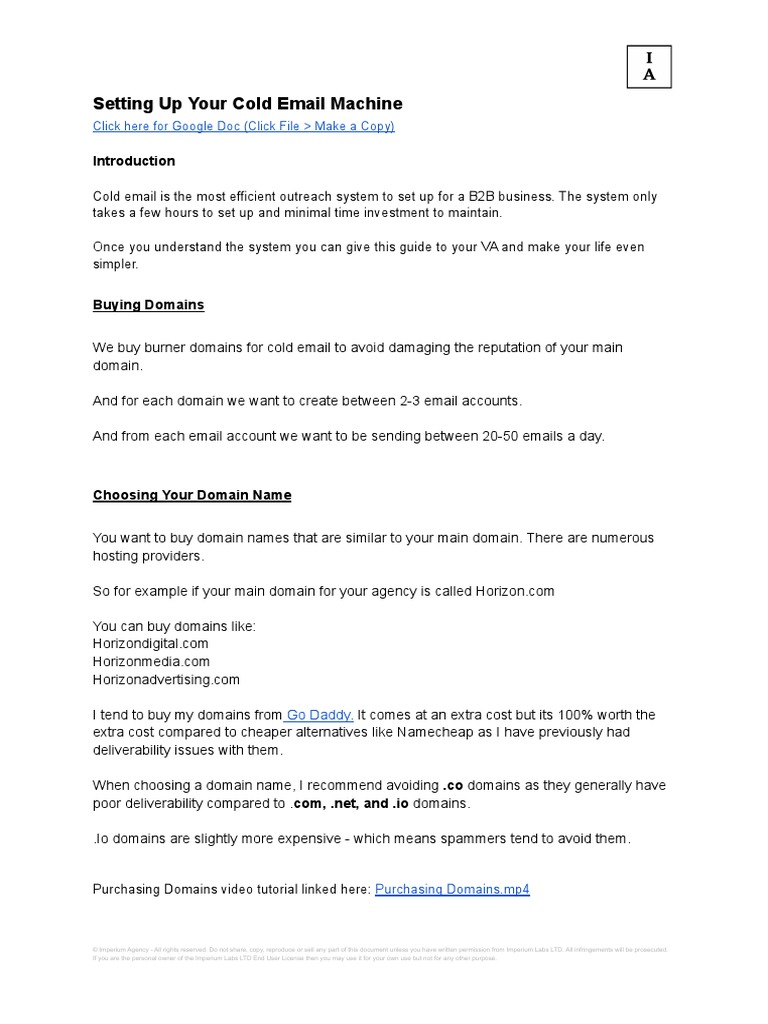 Burner Domains for Cold Email Setup | PDF | Gmail | Domain Name System