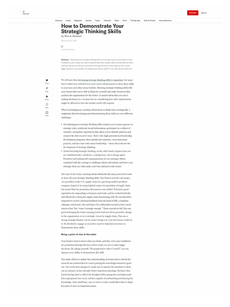 How to demonstrate your strategic thinking skills pdf