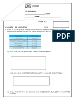 A Avaliação de Matemática Do 4º Ano 3º Bimestre