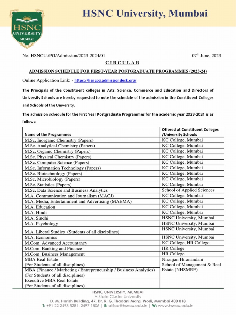 Admission Schedule for PG Programs 2023-24 | PDF | Postgraduate ...