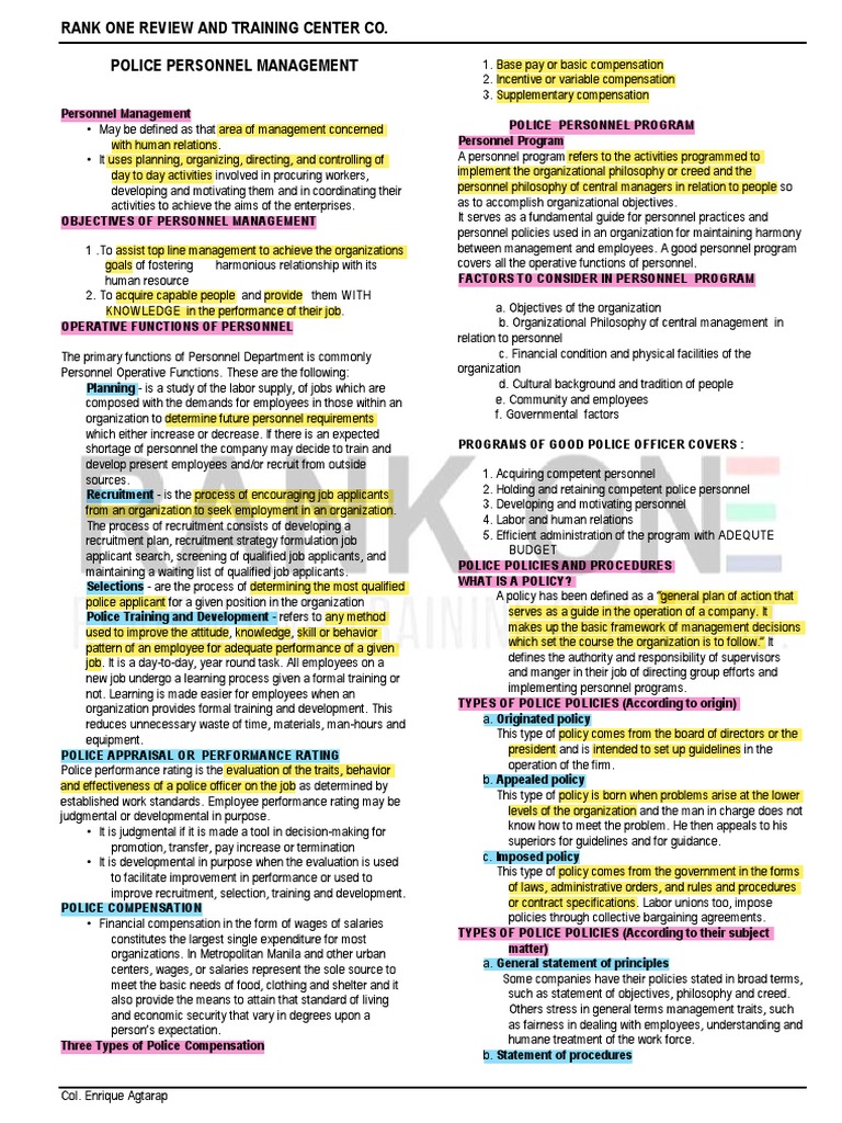 Police Personnel Management Overview | PDF | Cost Of Living | Human ...