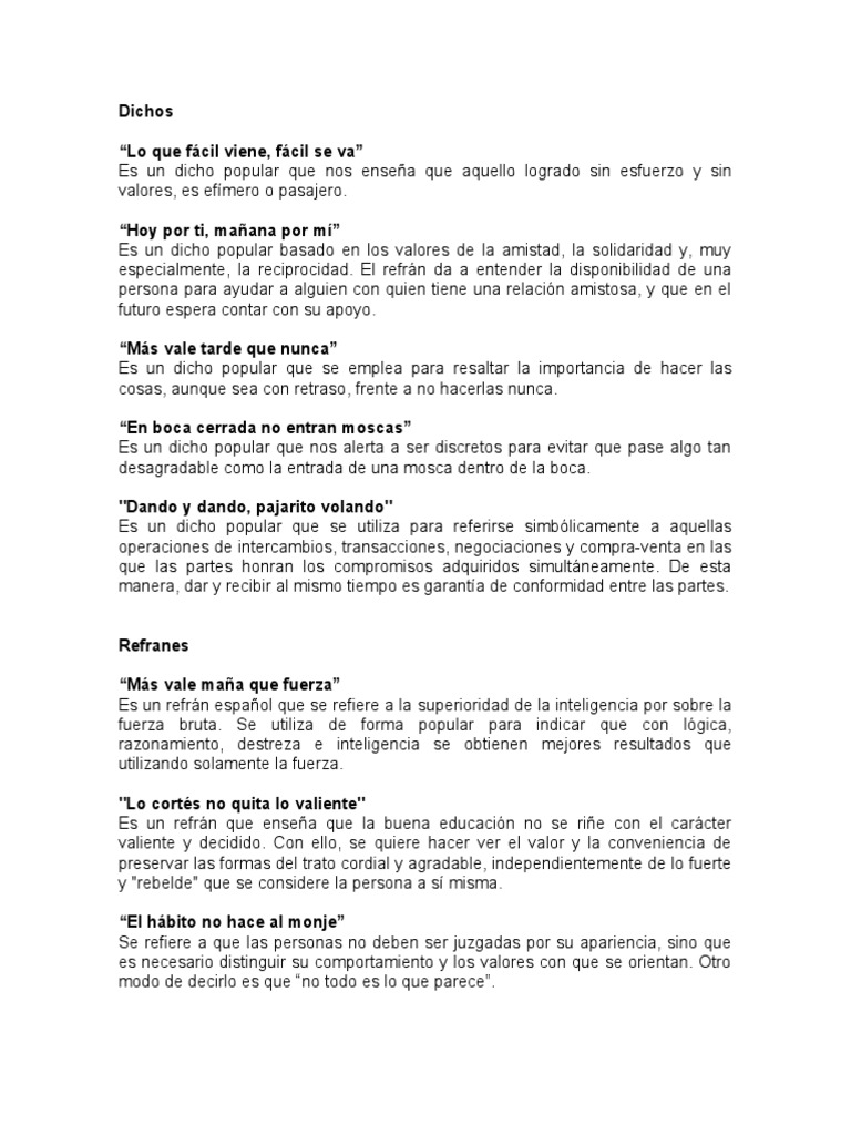 Dichos Refranes Y Pregones Pdf