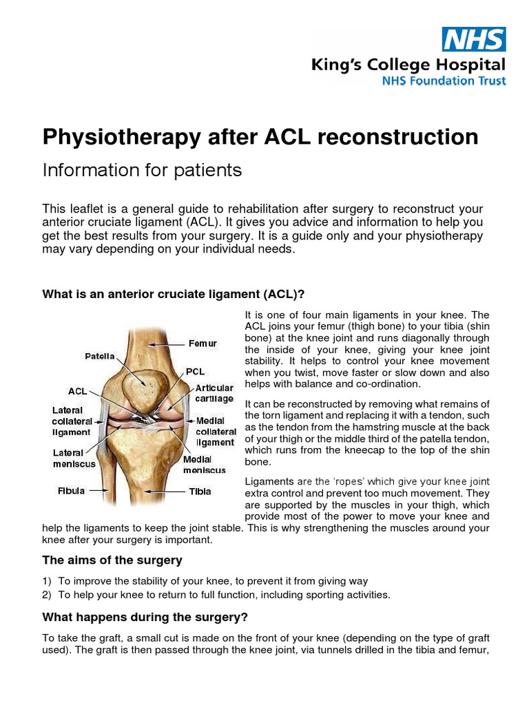 ACL Rehab Guide for Patients | PDF | Knee | Musculoskeletal System