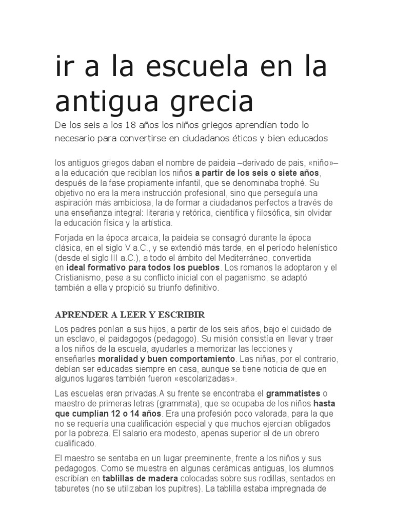 Educación en la Antigua Grecia para Niños | PDF | Antigua Grecia | Poesía