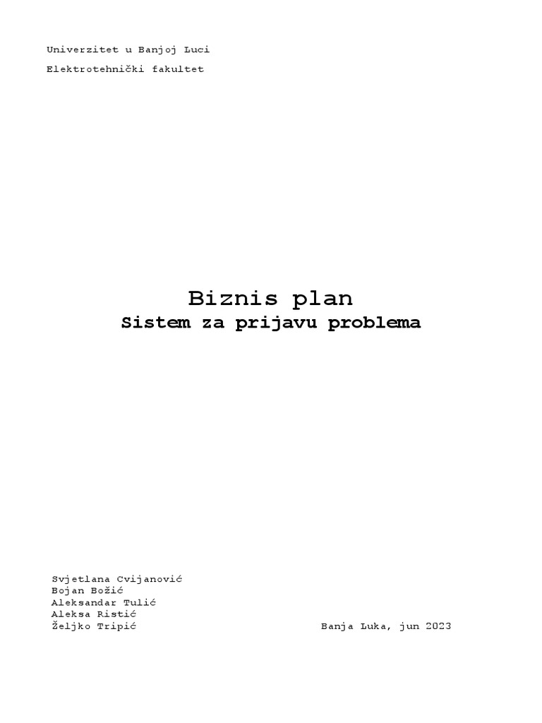 Biznis Plan | PDF