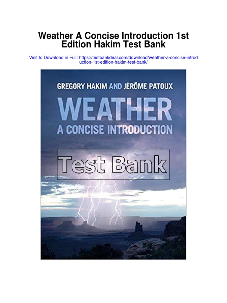 Weather A Concise Introduction 1st Edition Hakim Test Bank PDF