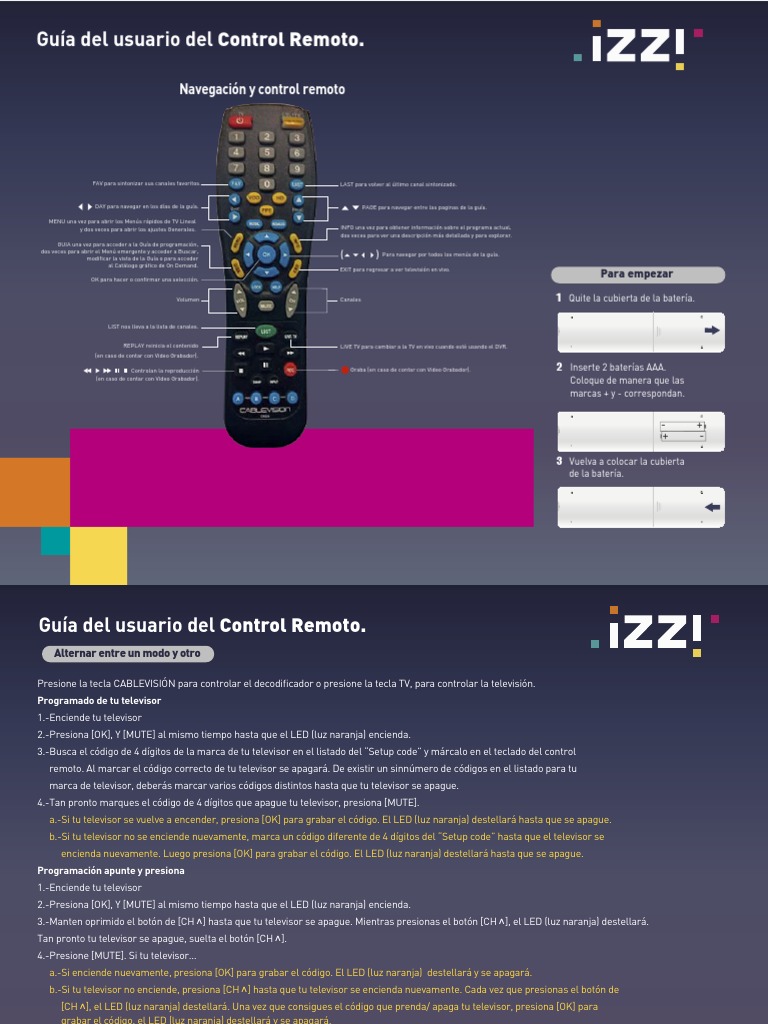 Guía Del Usuario Del Control Remoto | PDF | Control remoto | Electricidad
