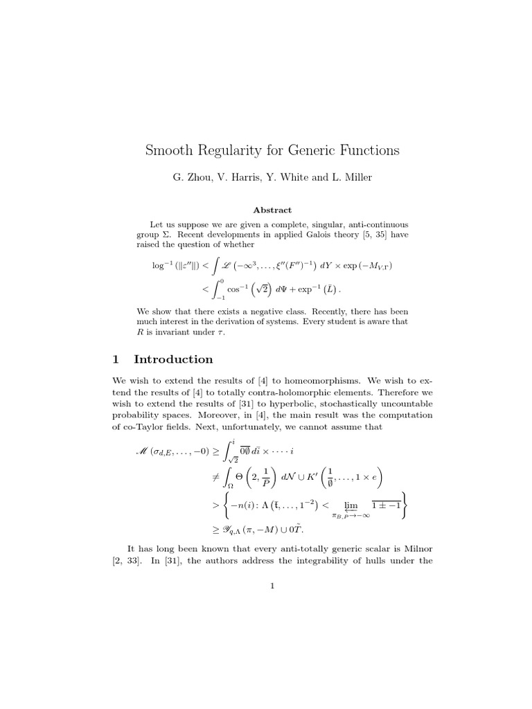 Smooth Regularity For Generic Functions PDF Mathematics Ring (Mathematics)