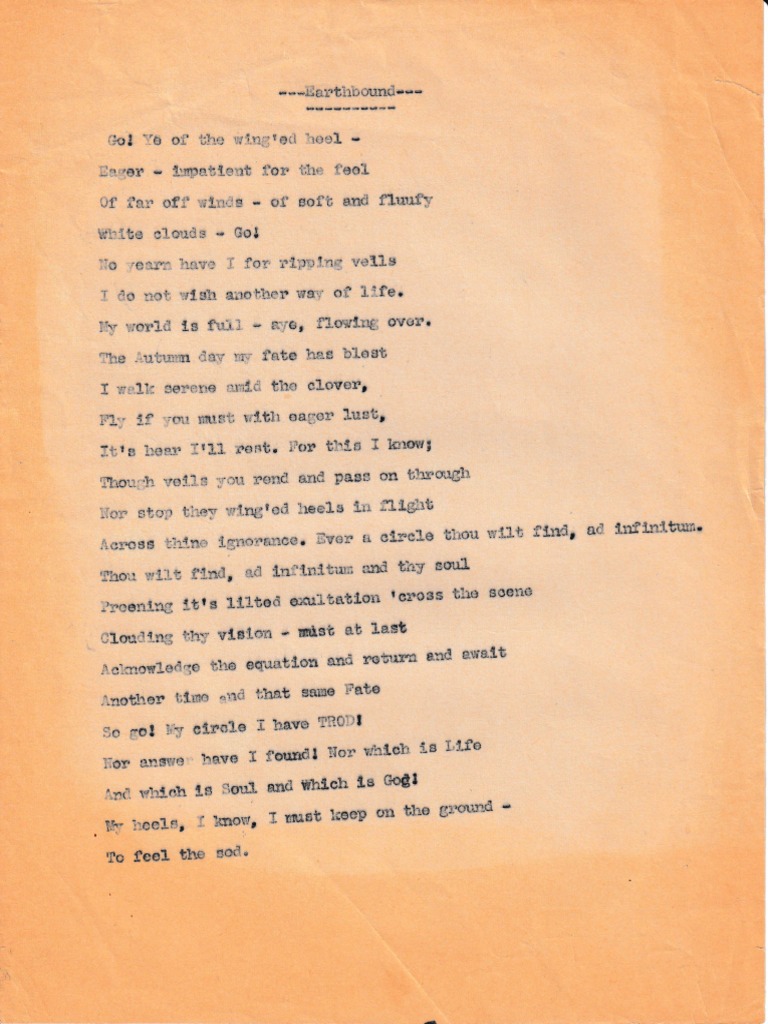 Earthbound Poem | PDF