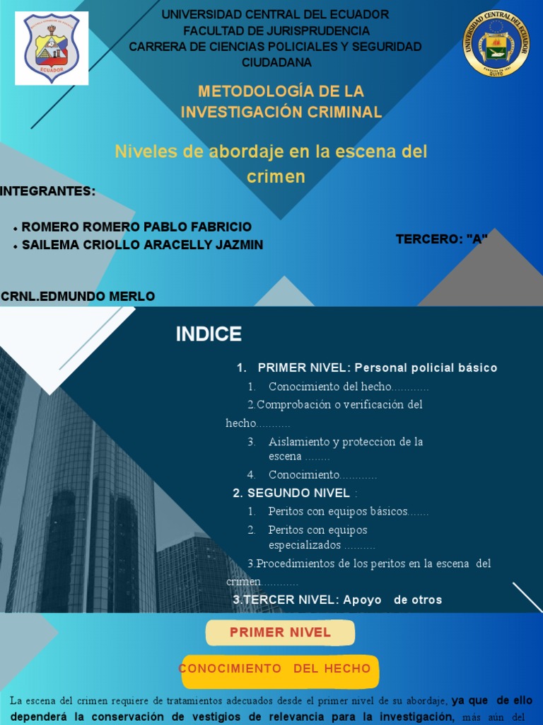 Niveles de Abordaje en la Escena del Crimen | PDF | Ciencia forense ...