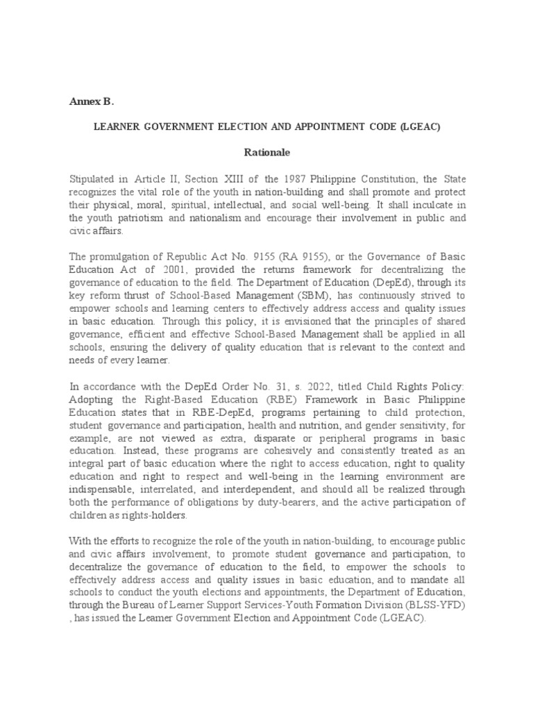 Learner Government Election Code Overview | PDF | Elections | Voting