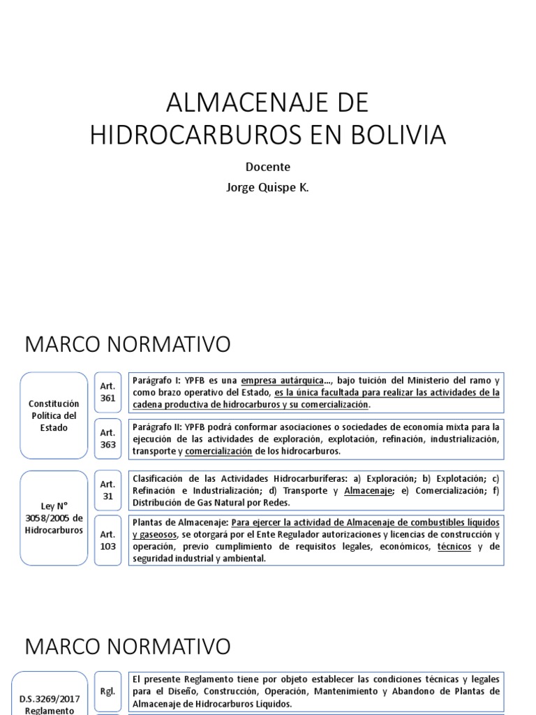 Almacenaje de Hidrocarburos en Bolivia | PDF | Gas natural licuado ...