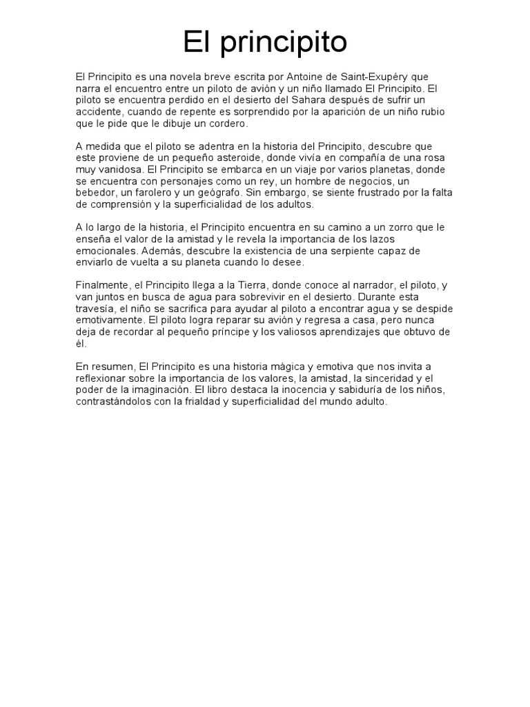 Resumen de quot El Principito quot PDF - 1720234579
