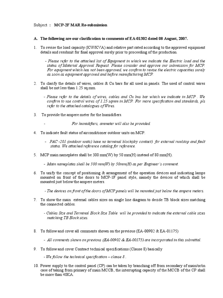 MCC Comments | PDF | Electrical Components | Electricity