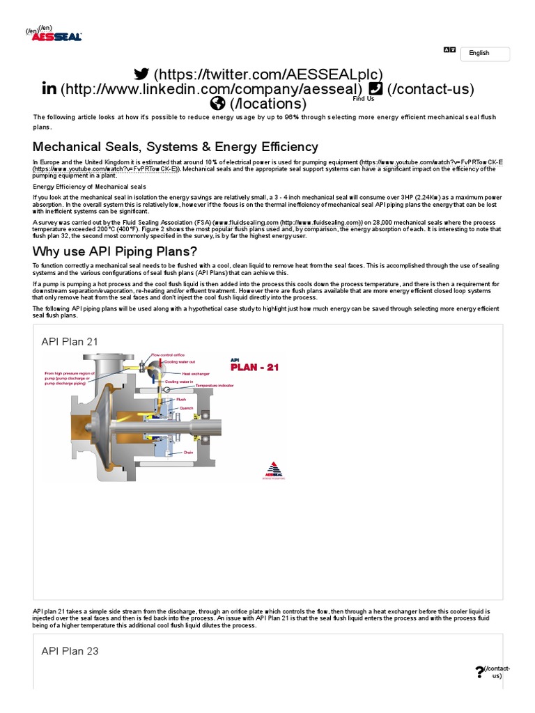 Reduce Energy Usage Through Efficient Mechanical Seal Flush Plans