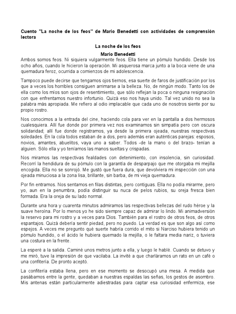 La Noche de Los Feos Mario Benedetti | PDF