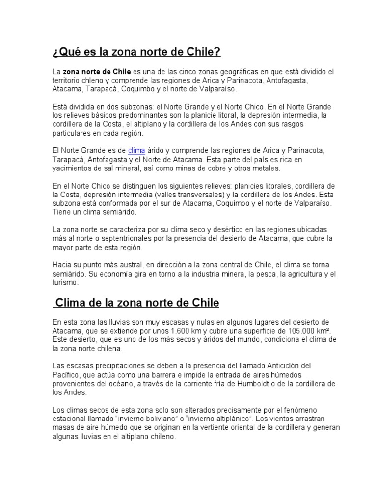Clima y características del norte de Chile | PDF | Chile | Andes