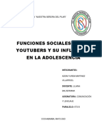 Funciones Sociales de Los Youtubers y Su Influencia en La Adolescencia