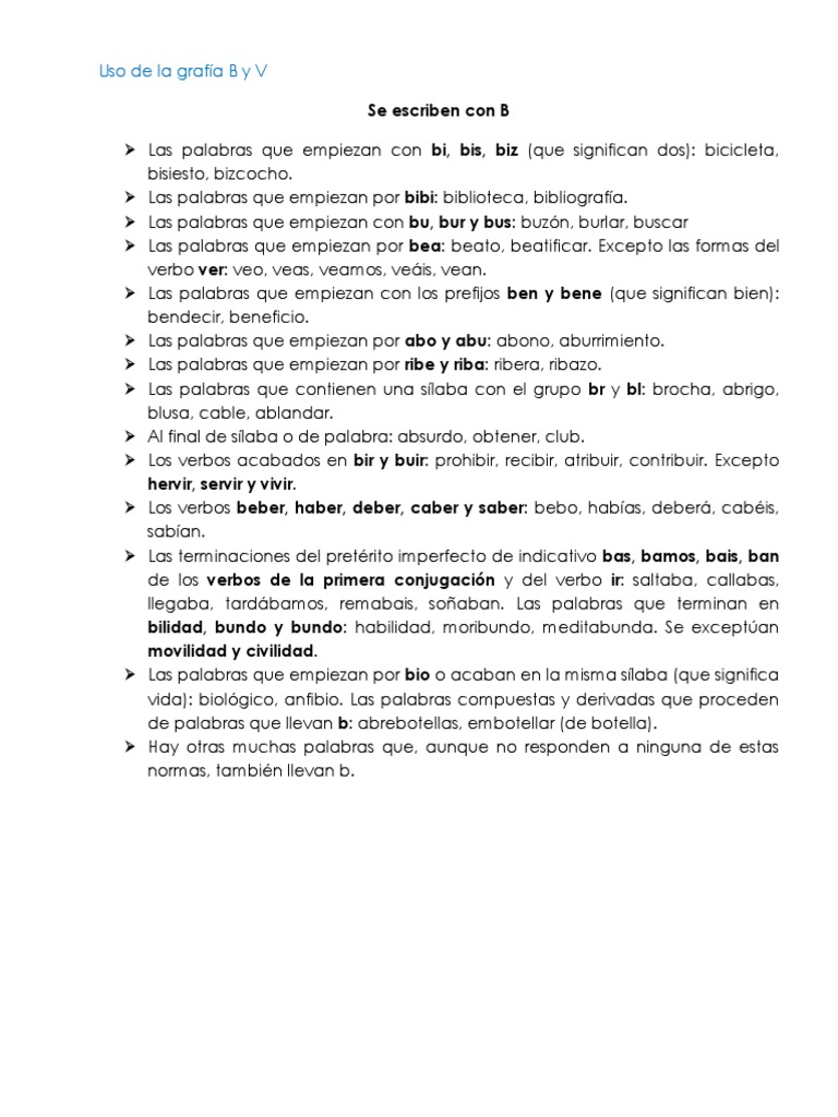 Uso de B y V en el español | PDF | Verbo | Mecánica del lenguaje