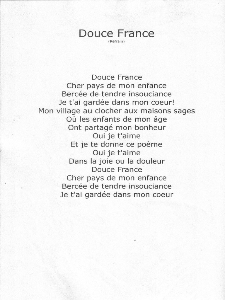 Douce France (Refrain) | PDF