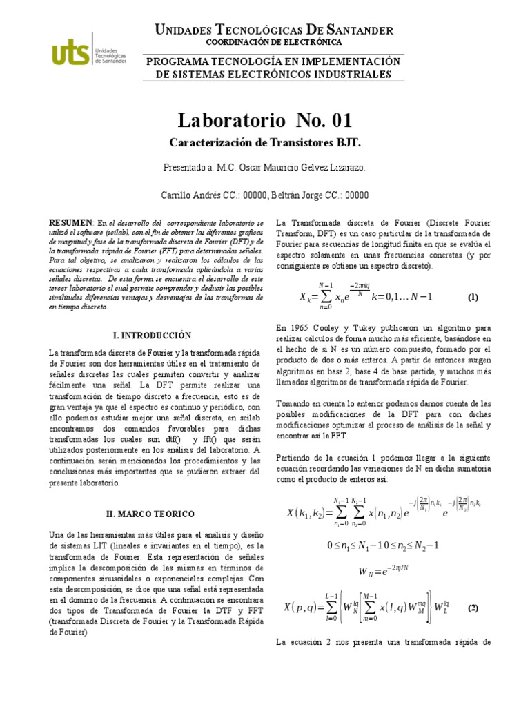 Análisis de DFT y FFT en Scilab | PDF