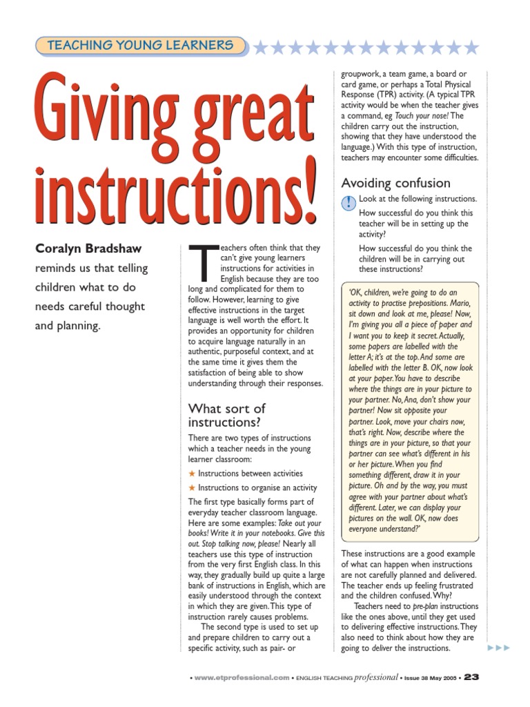 Give Effective Instructions Pdf Learning Cognition