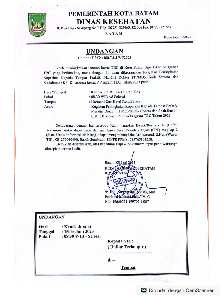 Undangan Capacity Building Batam 2023 | PDF