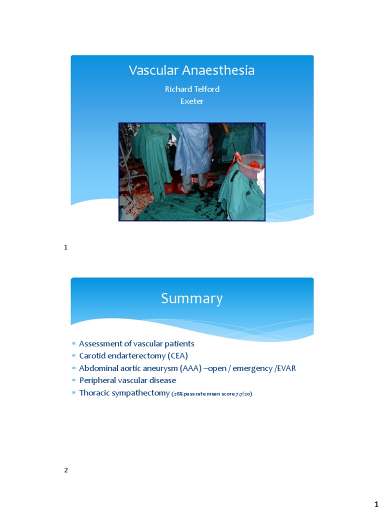 Vascular Anaesthesia: Key Assessments & Techniques | PDF ...