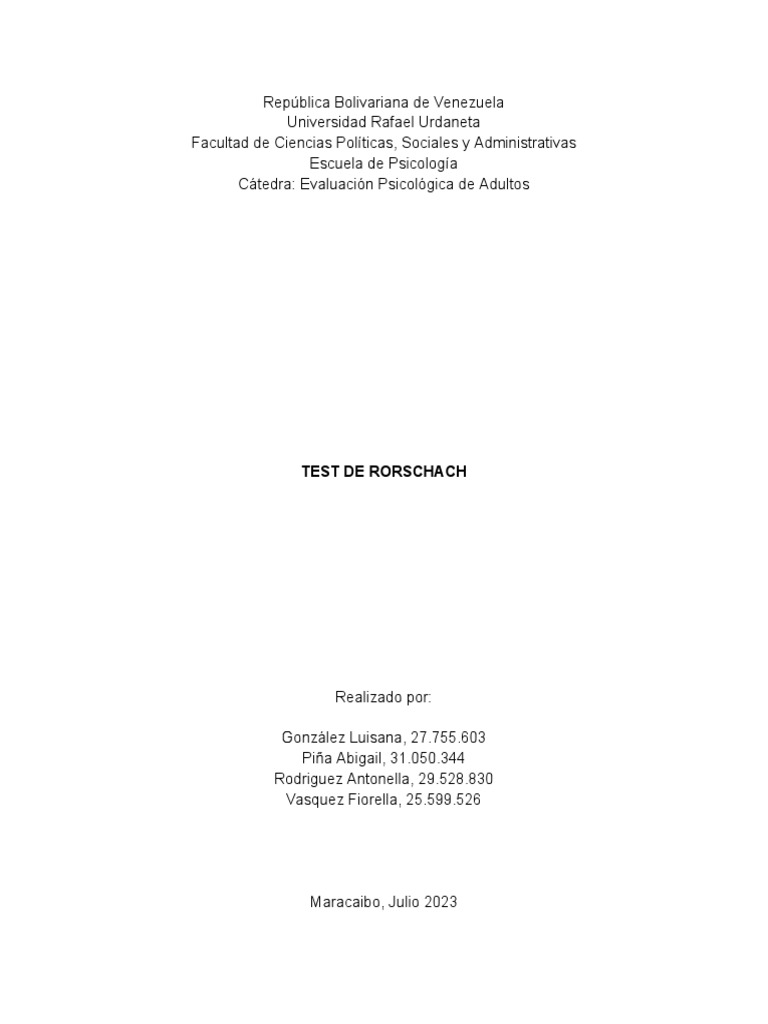 Rorschach Descargar Gratis Pdf Percepción Sicología