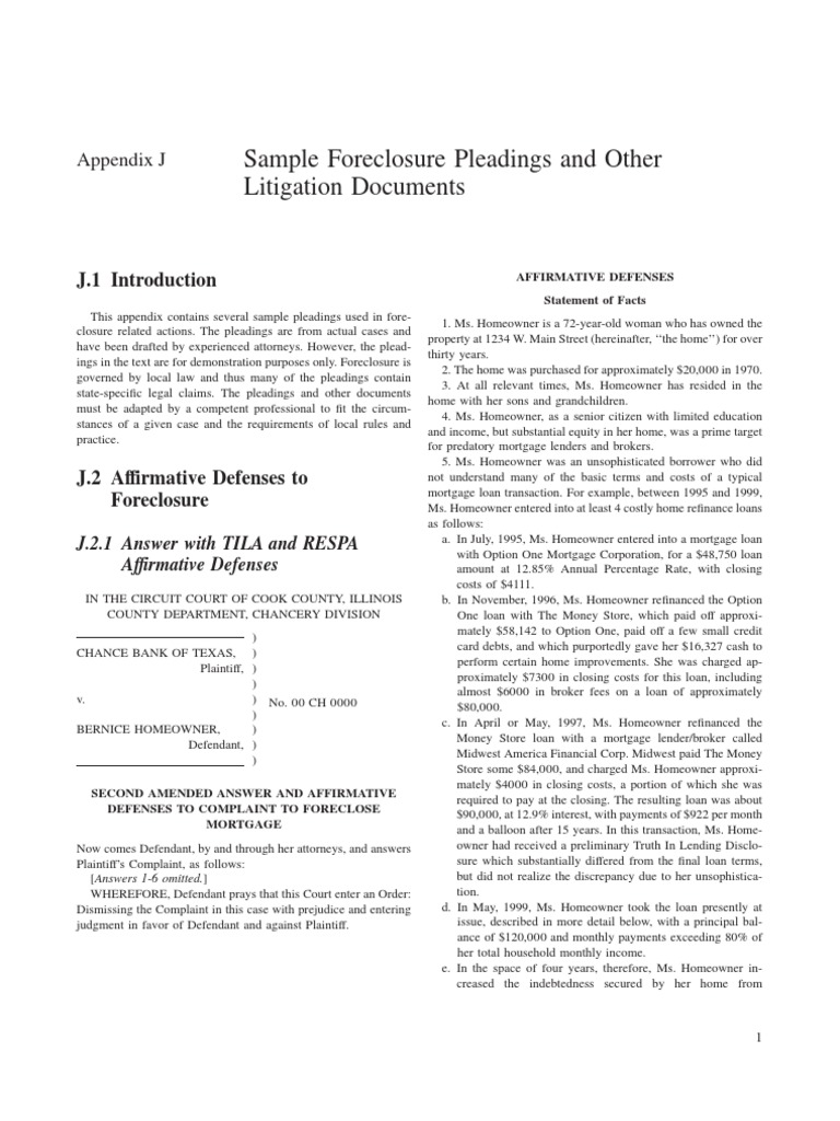 Consumer Pleadings Foreclosures-2007 Appendix J | PDF | Foreclosure | Loans