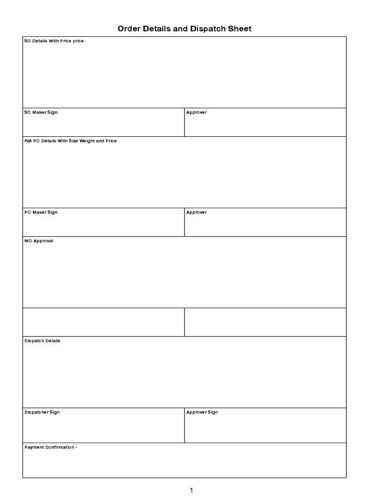 Order and Dispatch Overview | PDF