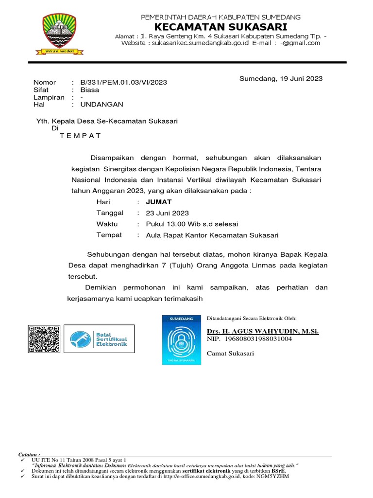 Undangan Desa Linmas New | PDF