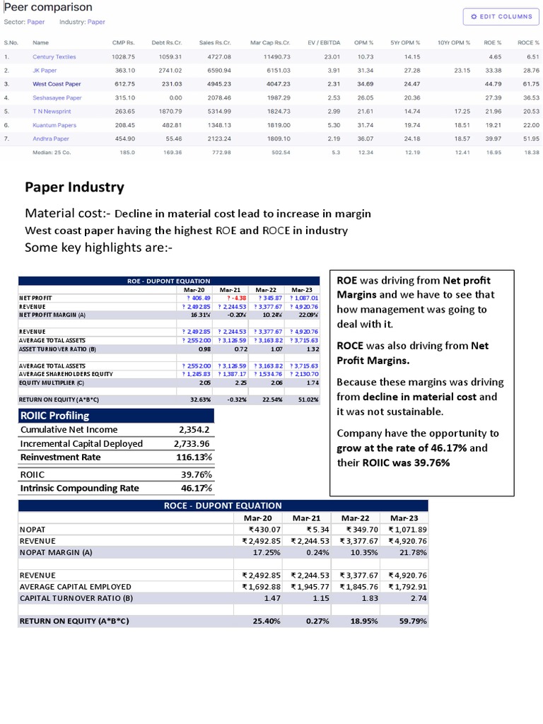 Paper Industry PDF Return On Equity Private Sector