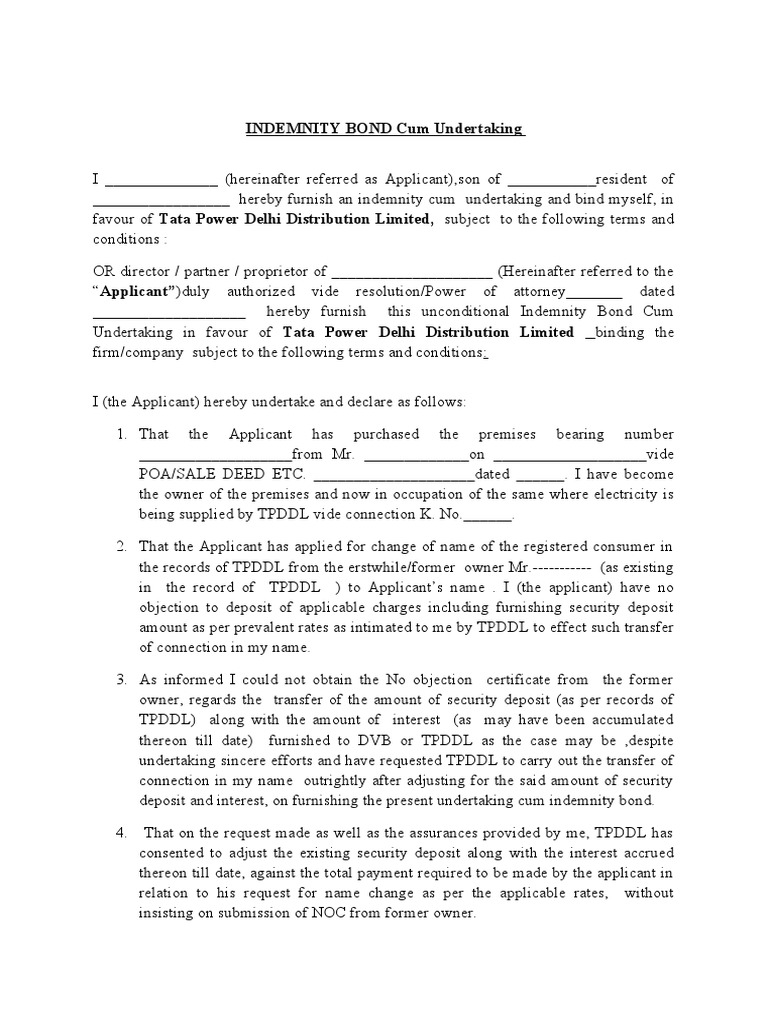 ID Bond For Security Transfer | PDF | Indemnity | Interest