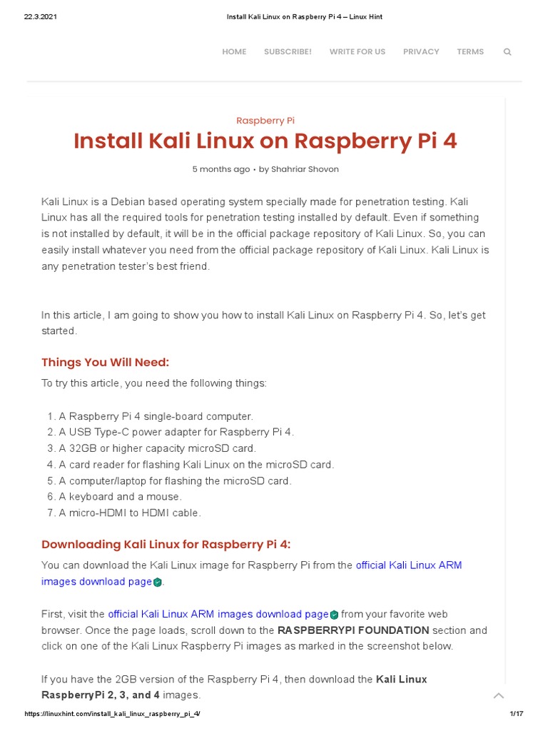 Install Kali Linux on Raspberry Pi 4 | PDF | Raspberry Pi | Operating ...