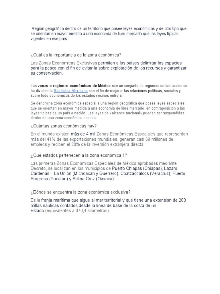 Zonas Económicas y Actividades en México | PDF | Zona económica ...