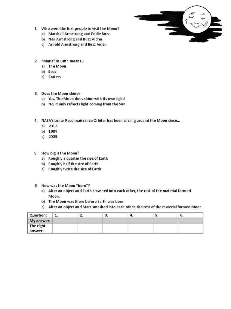 Moon Questions | PDF