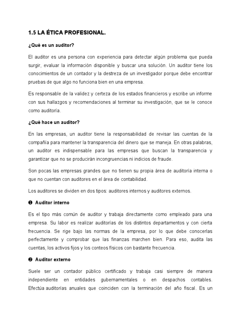 Ética y Funciones del Auditor Interno | PDF | Crecimiento personal y ...