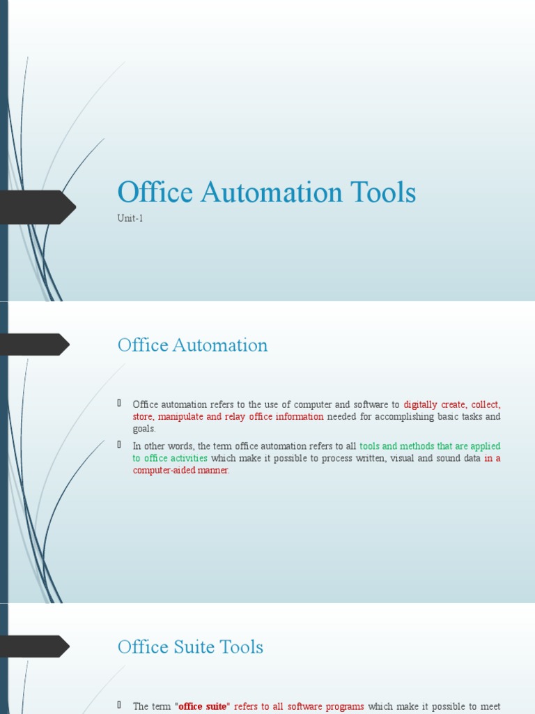 Unit1 Office Automation Tools PDF