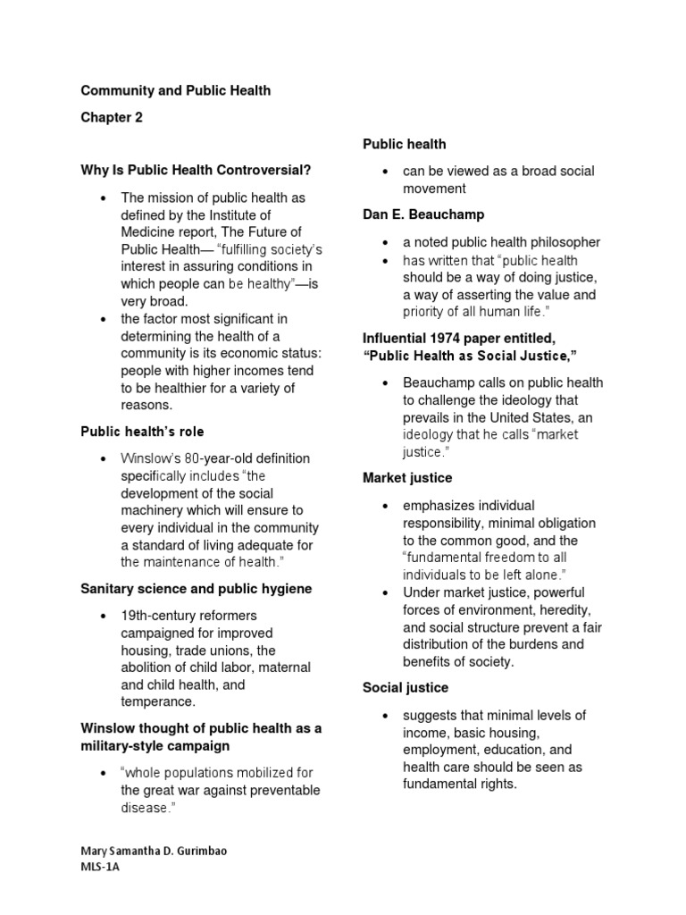 Community and Public Health Chapter 2 3 | PDF | Occupational Safety And ...