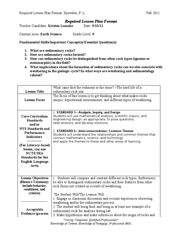 Sedimentary Rocks Lesson Plan for 9th Grade | PDF | Lesson Plan | Rock ...