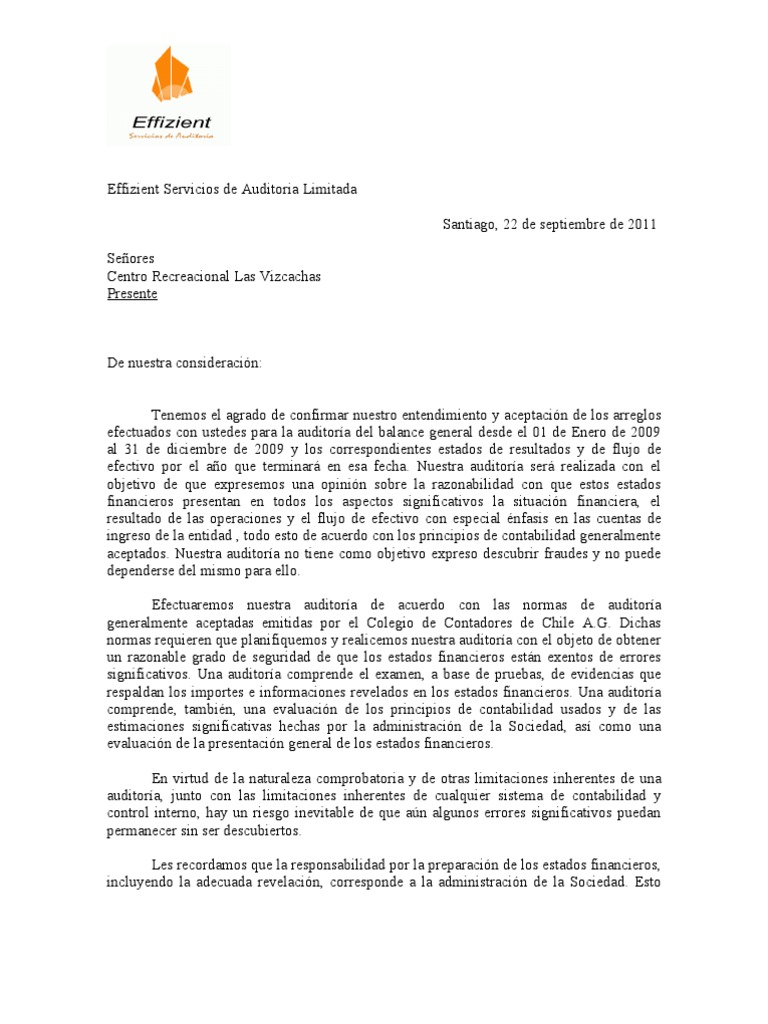 Carta de Contratacion  Auditoría  Contabilidad